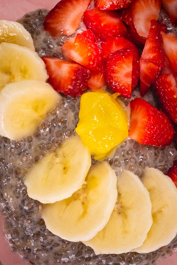 Close Up Banana Chia Seed Pudding