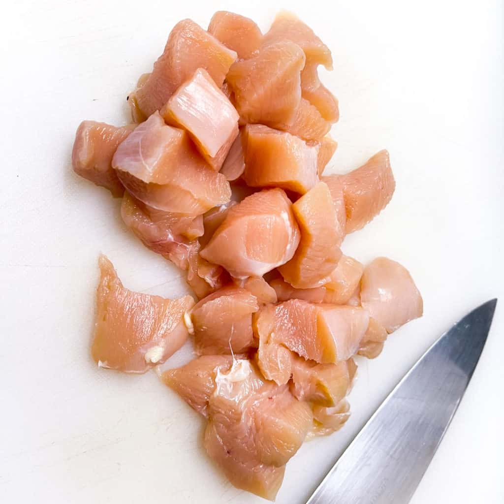 Raw Chicken Cut into Uniform Pieces